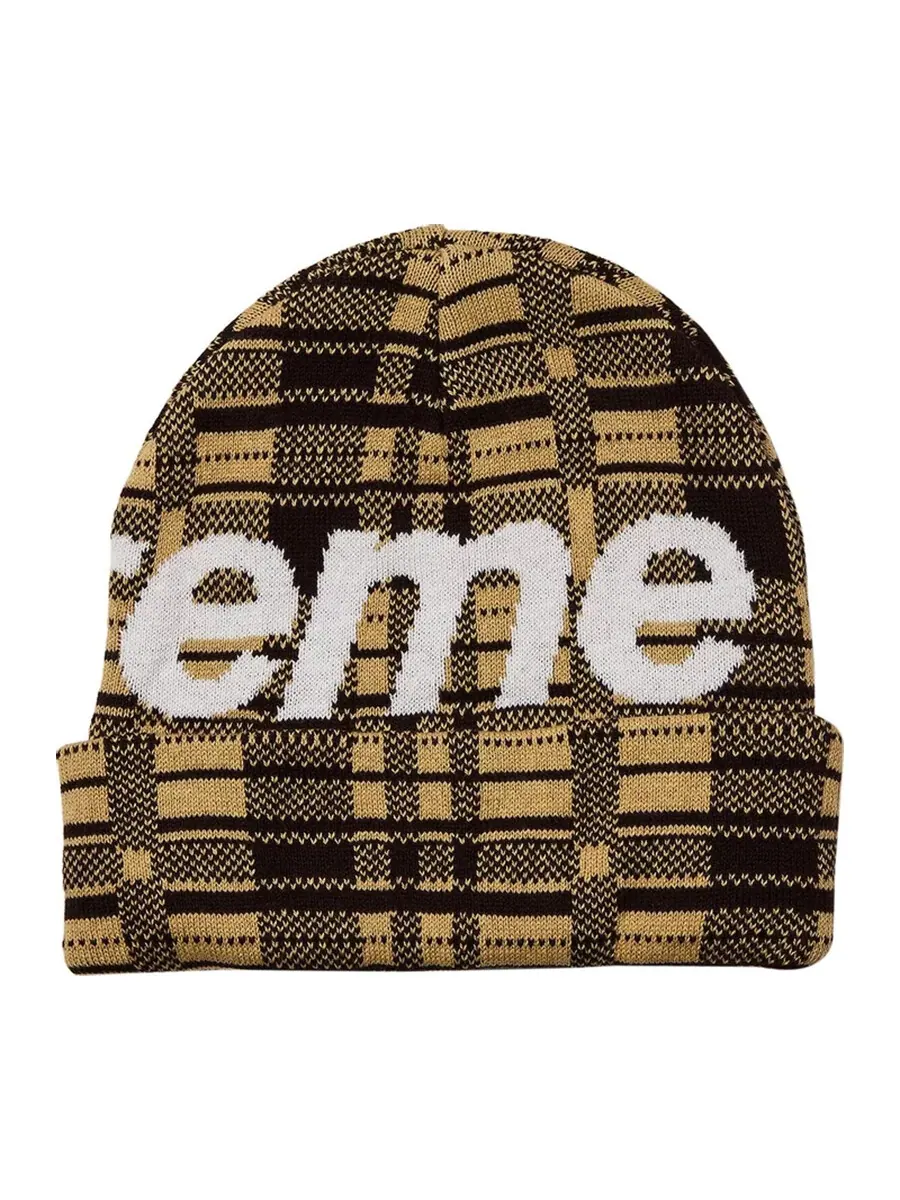 Шапка Supreme Big Logo Beanie — изображение 2 из 3, коричневый/черный