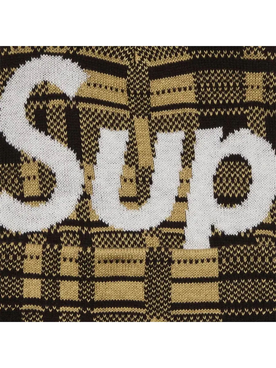 Шапка Supreme Big Logo Beanie — изображение 3 из 3, коричневый/черный