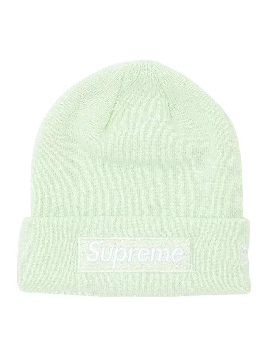 Шапка Supreme x New Era Box Logo Beanie — изображение 1 из 2, зеленый