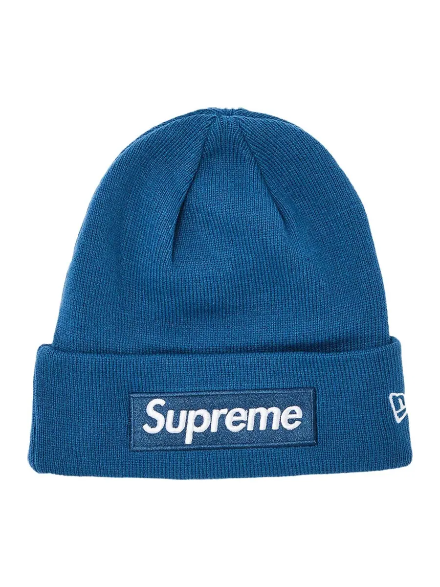 Шапка Supreme x New Era Box Logo Beanie — изображение 1 из 2, синий