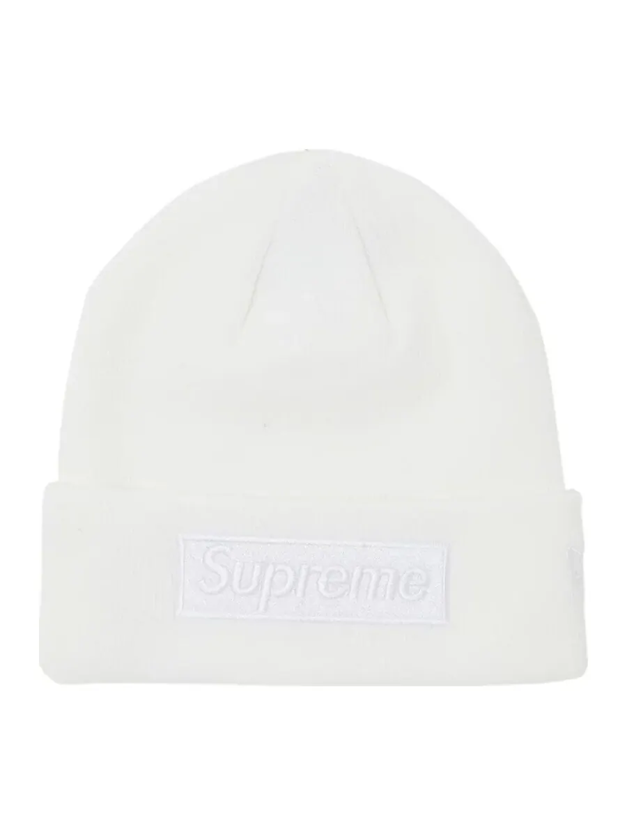 Шапка Supreme x New Era Box Logo Beanie — изображение 1 из 2, белый