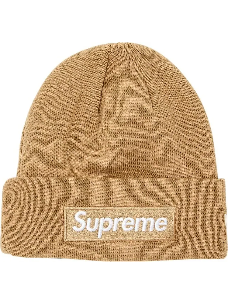 Шапка Supreme x New Era Box Logo 'Dark Sand' — изображение 1 из 2, загар