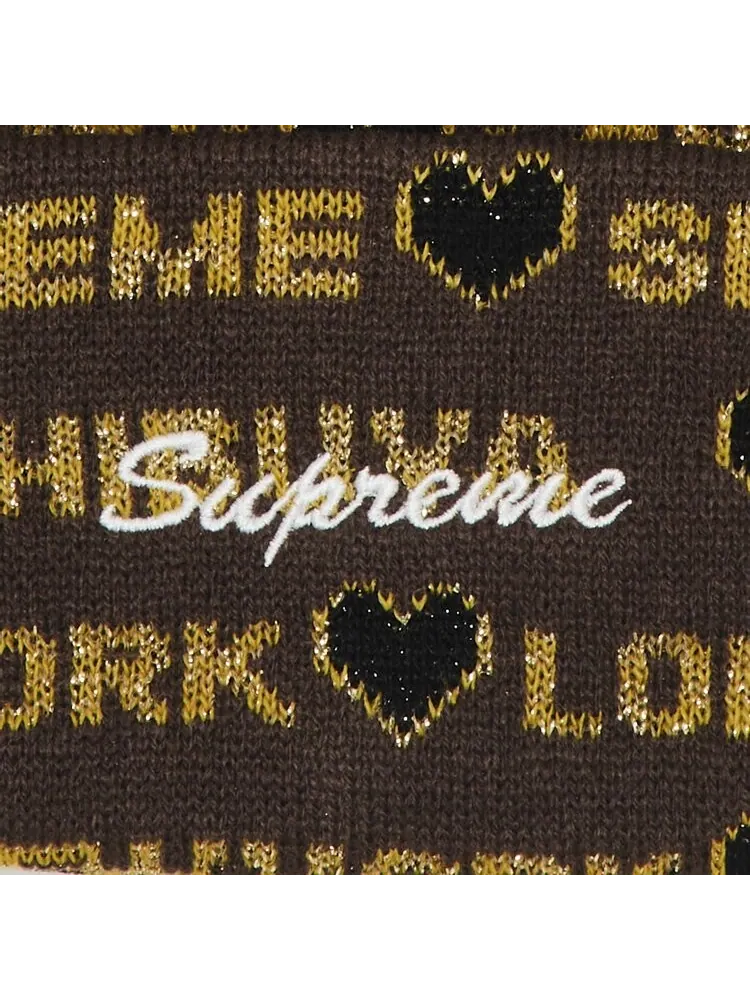 Шапка Supreme Hearts Beanie — изображение 3 из 3, коричневый