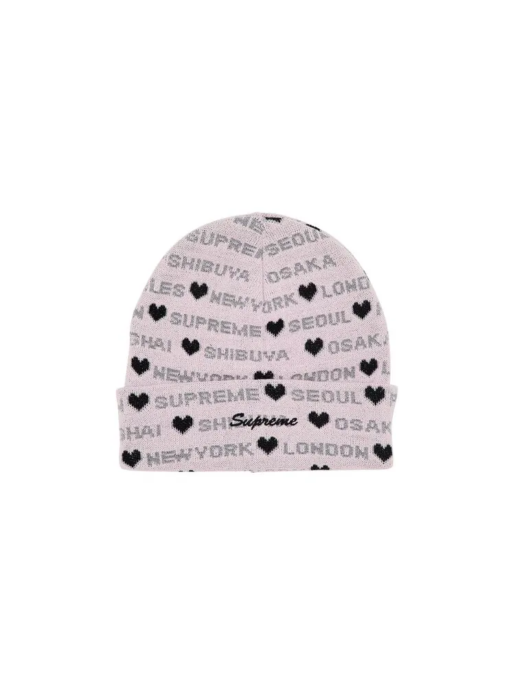 Шапка Supreme Hearts Beanie — изображение 1 из 3, розовый