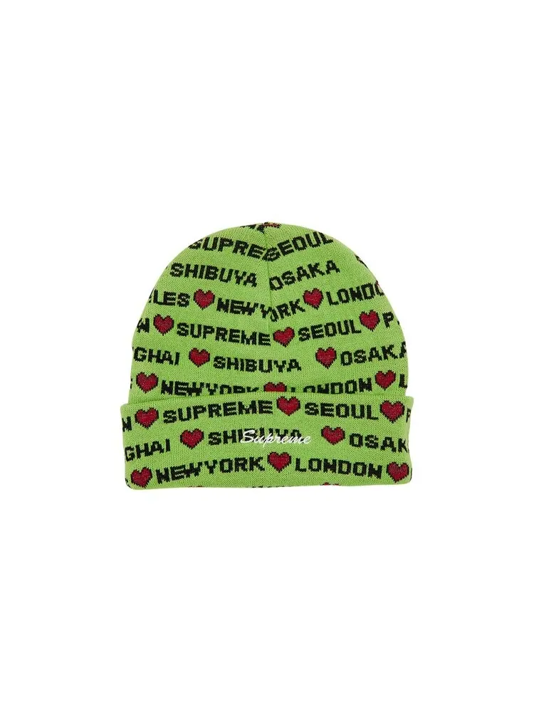 Шапка Supreme Hearts Beanie — изображение 1 из 3, лаймовый