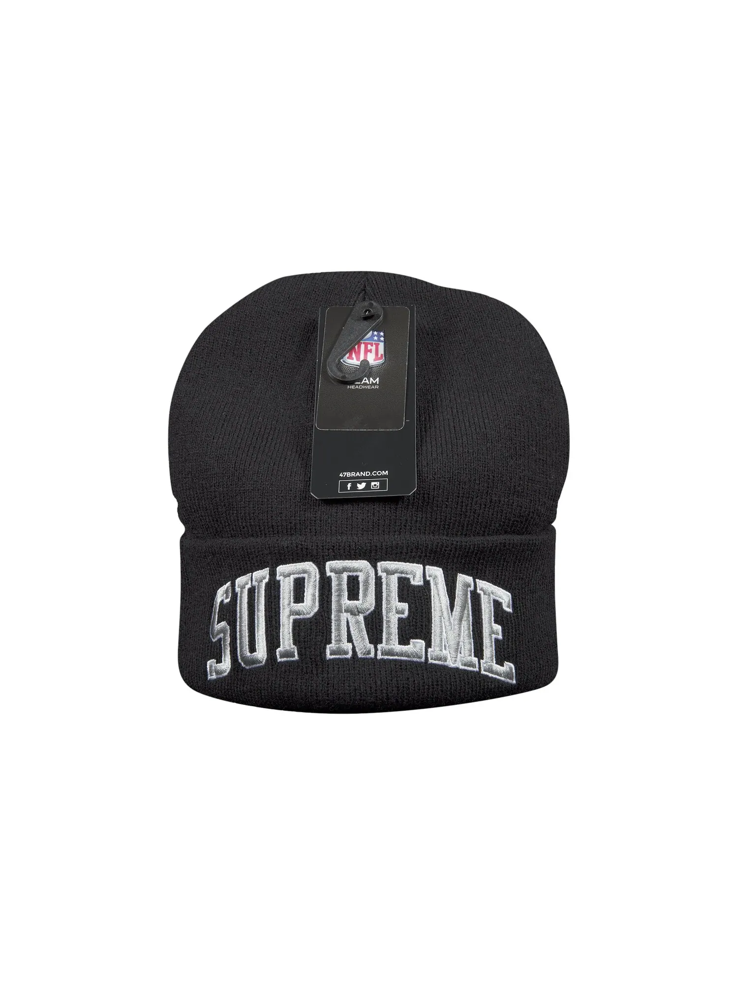 Черная шапка Supreme x NFL Raiders 47 — изображение 2 из 2, черный