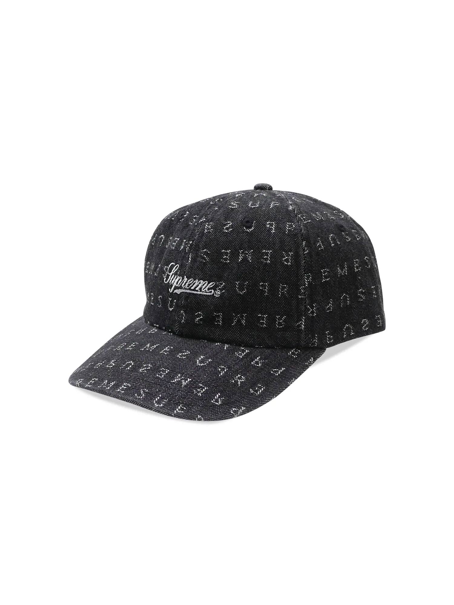 Джинсовая ткань Supreme с шестью панелями и жаккардовыми логотипами — изображение 1 из 1, черный