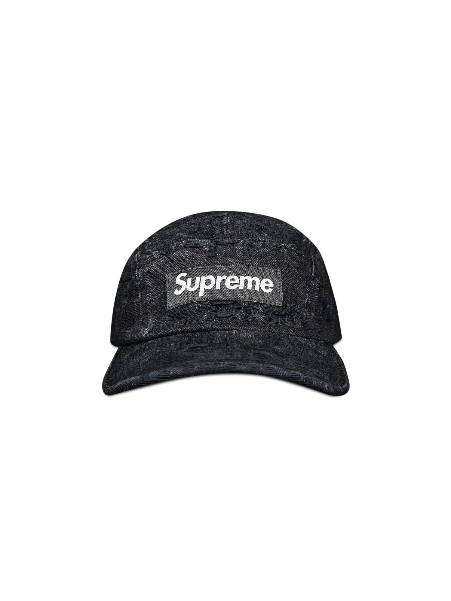 Джинсовая кепка Supreme с потертыми логотипами — изображение 1 из 3, черный