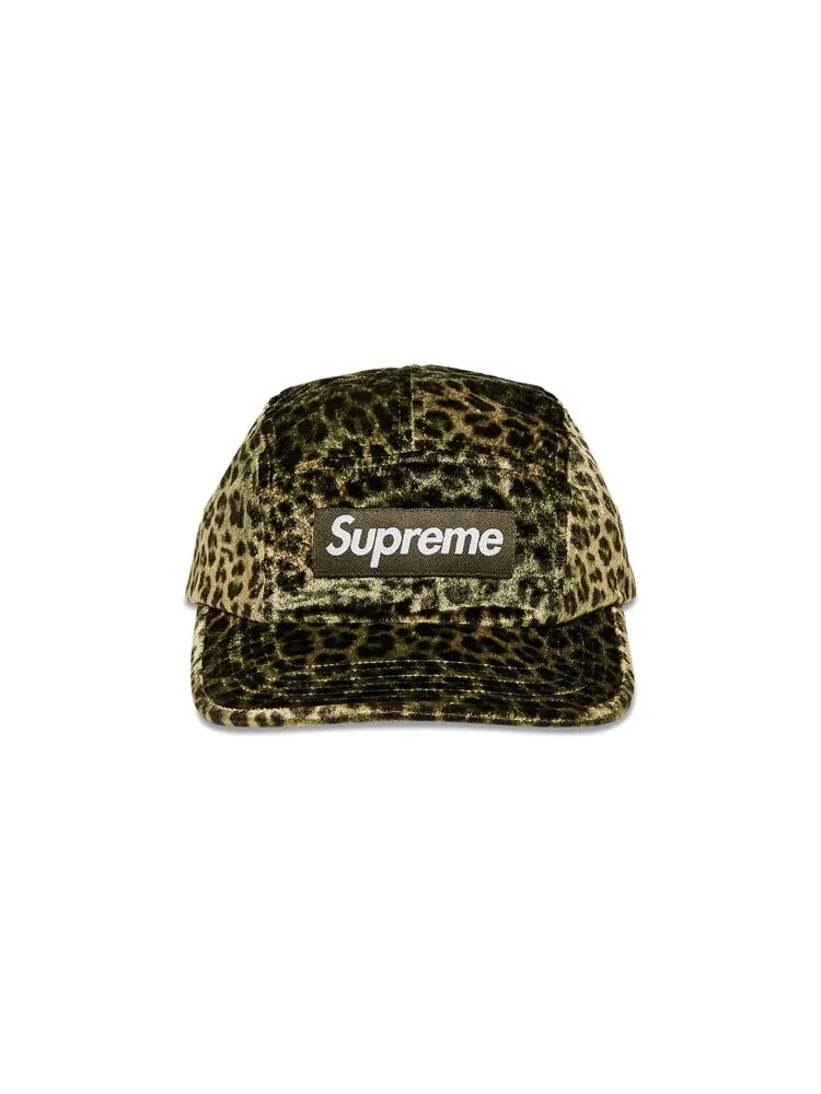Бейсболка Supreme Leopard Velvet Camp Cap — изображение 1 из 4, оливковый