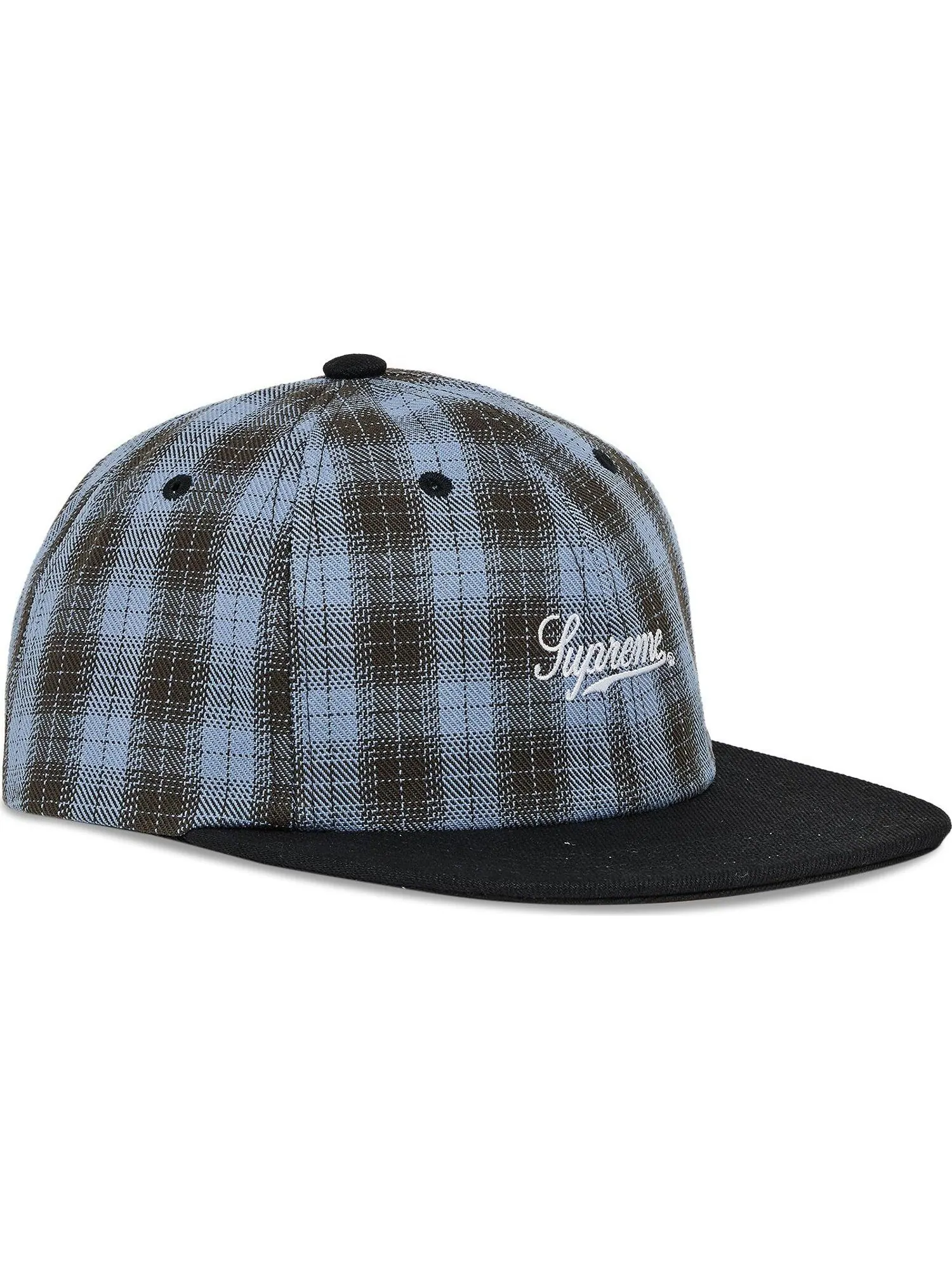 Бейсболка Supreme Script Logo 6-Panel Plaid — изображение 1 из 4, синий