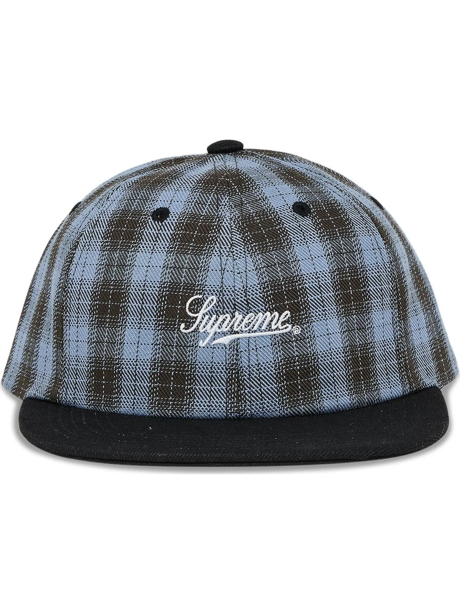 Бейсболка Supreme Script Logo 6-Panel Plaid — изображение 2 из 4, синий
