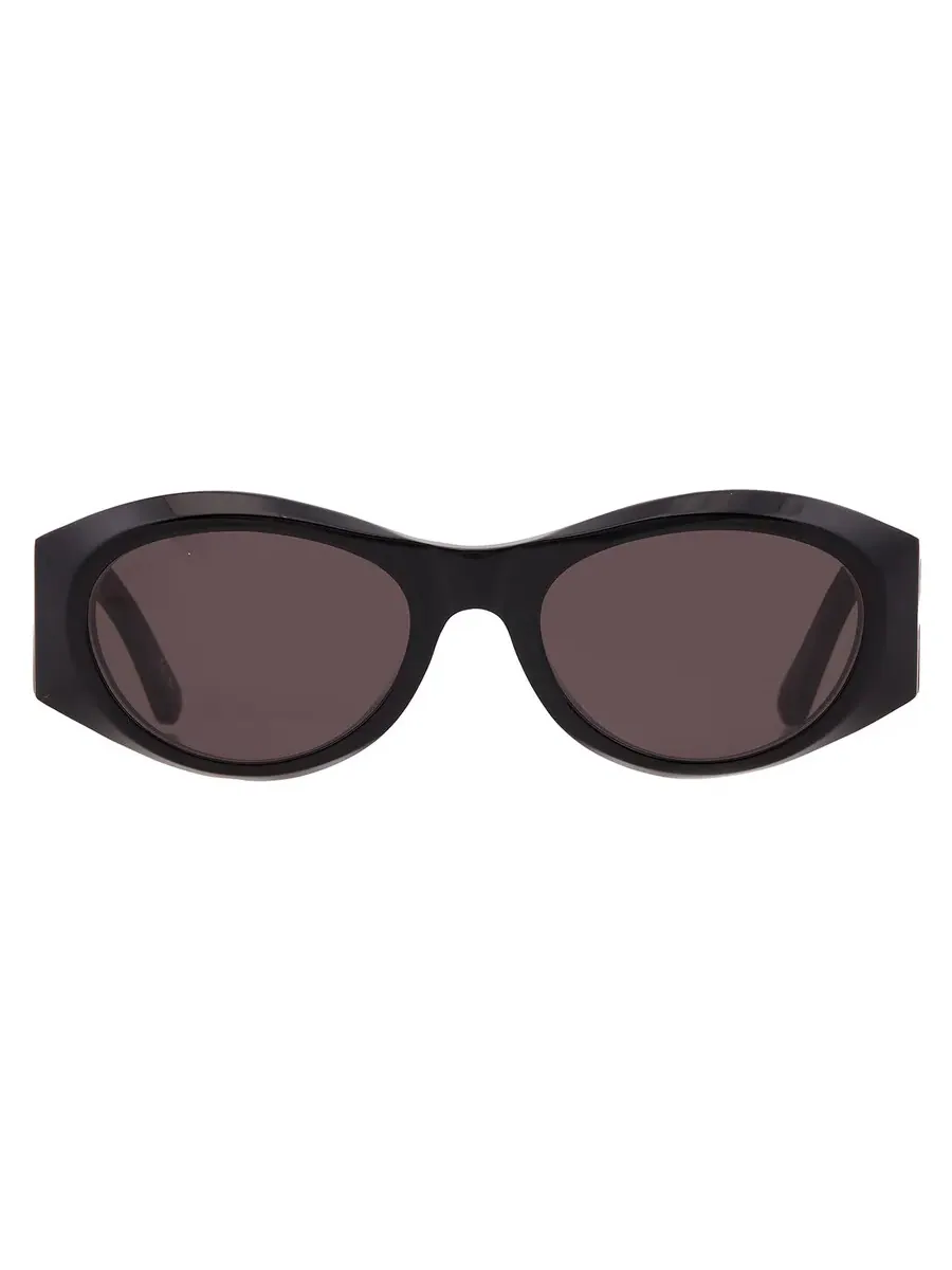 Женские солнцезащитные очки Balenciaga Grey Oval BB0396SK 001 55 — изображение 1 из 5, черный