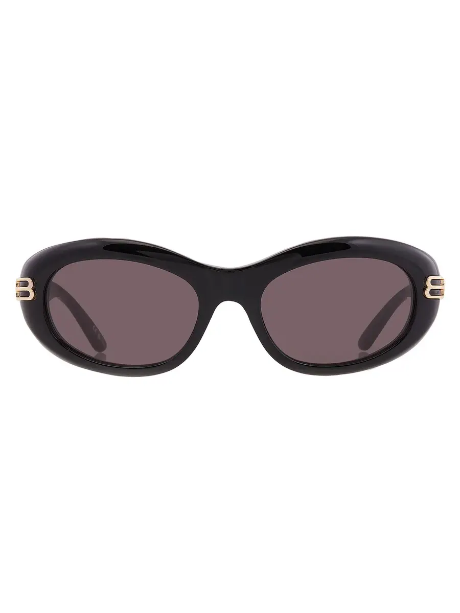 Женские серые овальные солнцезащитные очки Balenciaga BB0431S 001 57 — изображение 1 из 5, черный