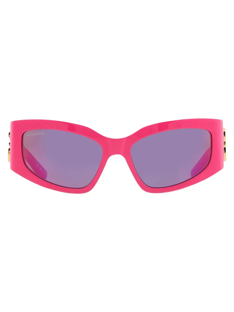 Солнцезащитные очки для женщин Balenciaga Pink Mirror Cat Eye BB0321S 011 57 — изображение 1 из 5, фуксия