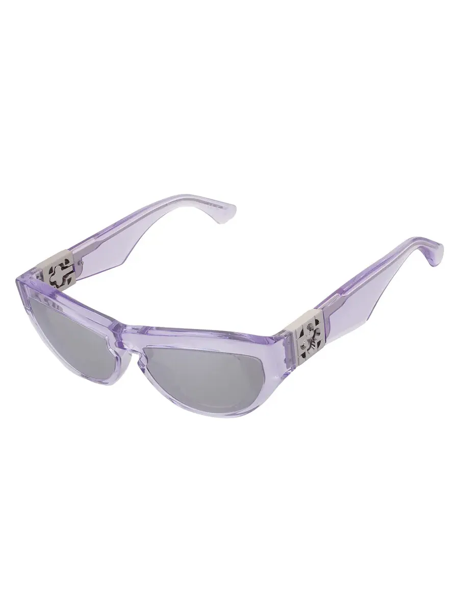 Серые зеркальные женские солнцезащитные очки Burberry Cat Eye BE4422U 40956G 58 — изображение 3 из 5, фиолетовый