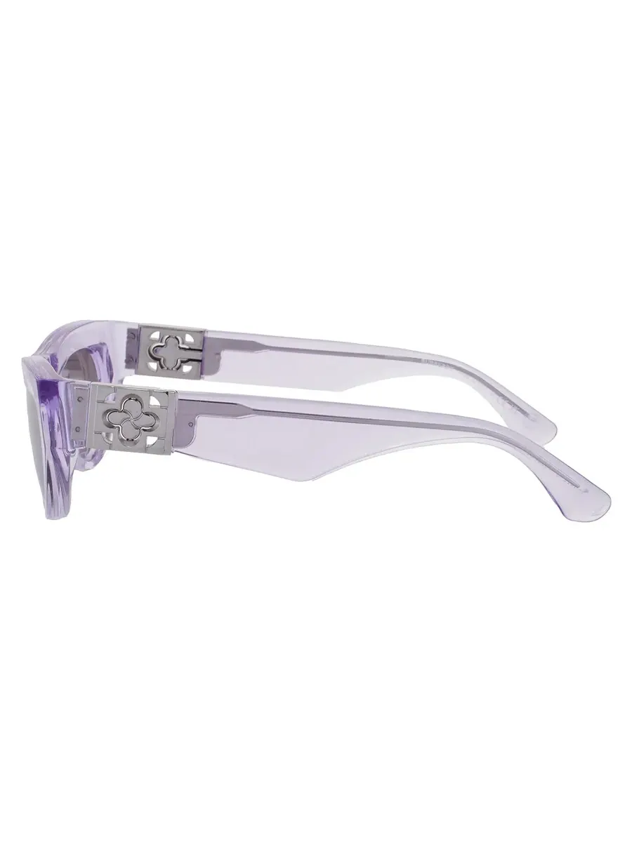 Серые зеркальные женские солнцезащитные очки Burberry Cat Eye BE4422U 40956G 58 — изображение 4 из 5, фиолетовый