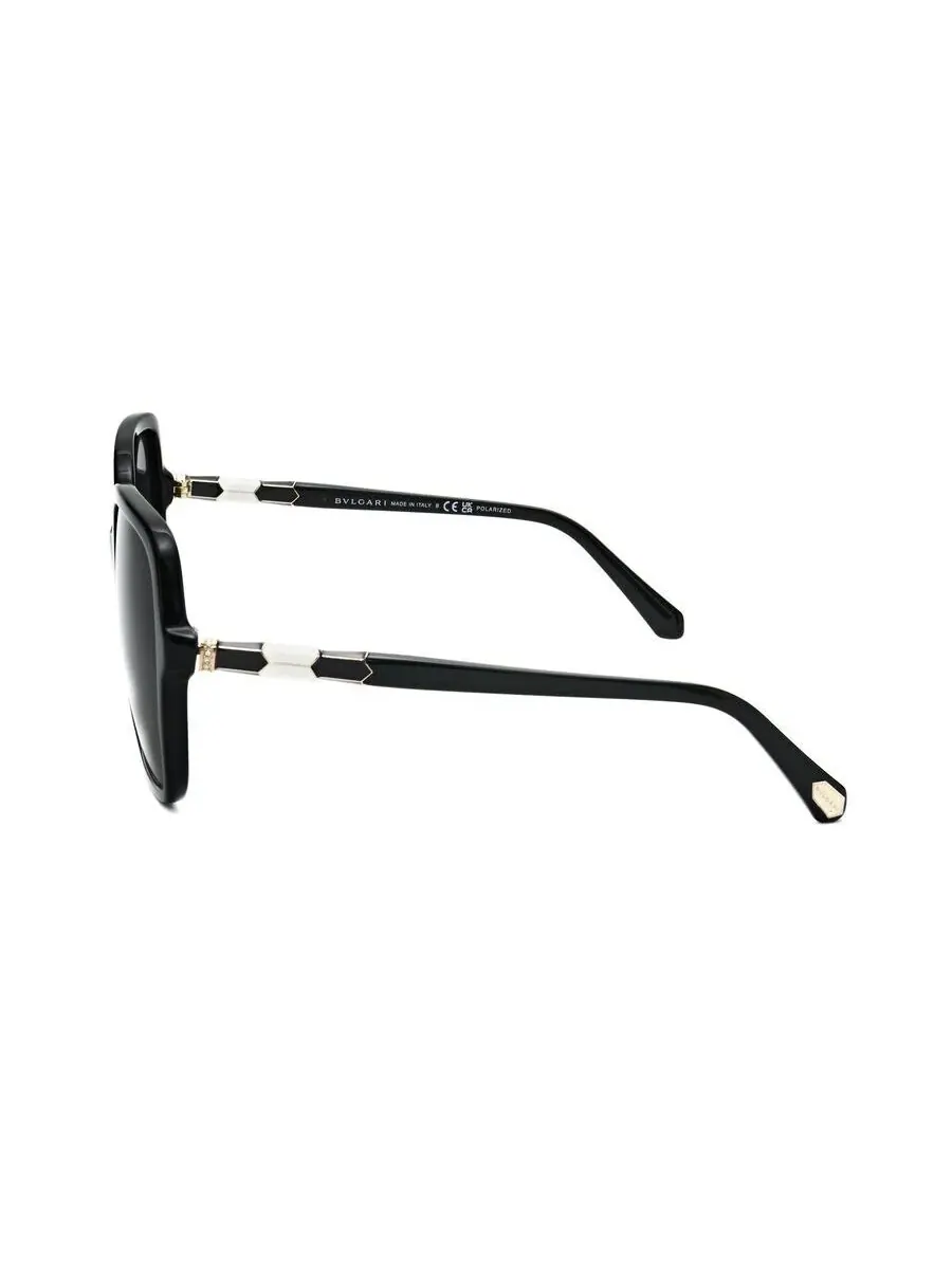 Женские черные прямоугольные солнцезащитные очки Bvlgari 0BV8228B-504/T5-1 — изображение 3 из 3, черный