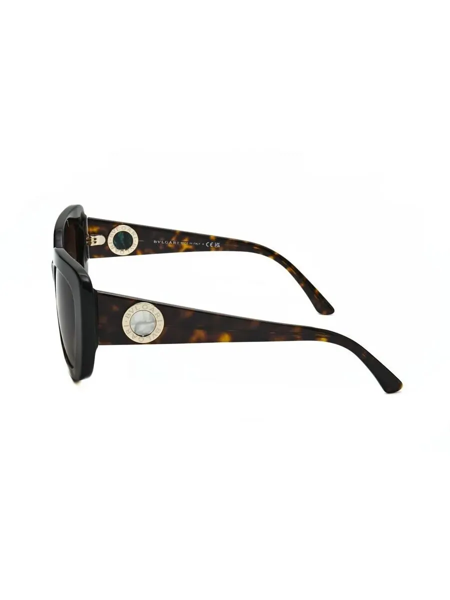 Женские черные прямоугольные солнцезащитные очки Bvlgari 0BV8235-504/T5 — изображение 3 из 3, коричневый