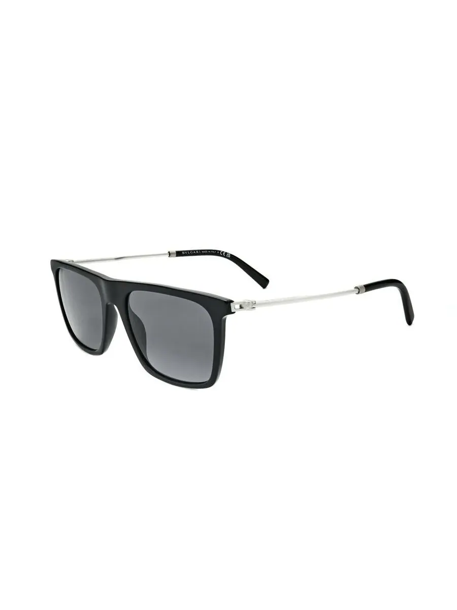 Мужские черные прямоугольные солнцезащитные очки Bvlgari 0BV7039-823/R8-1 — изображение 2 из 3, серый