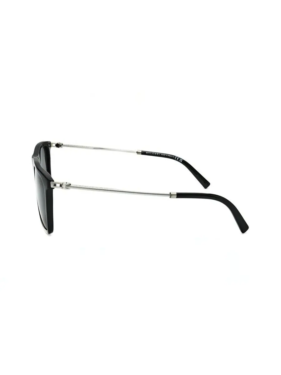 Мужские черные прямоугольные солнцезащитные очки Bvlgari 0BV7039-823/R8-1 — изображение 3 из 3, серый