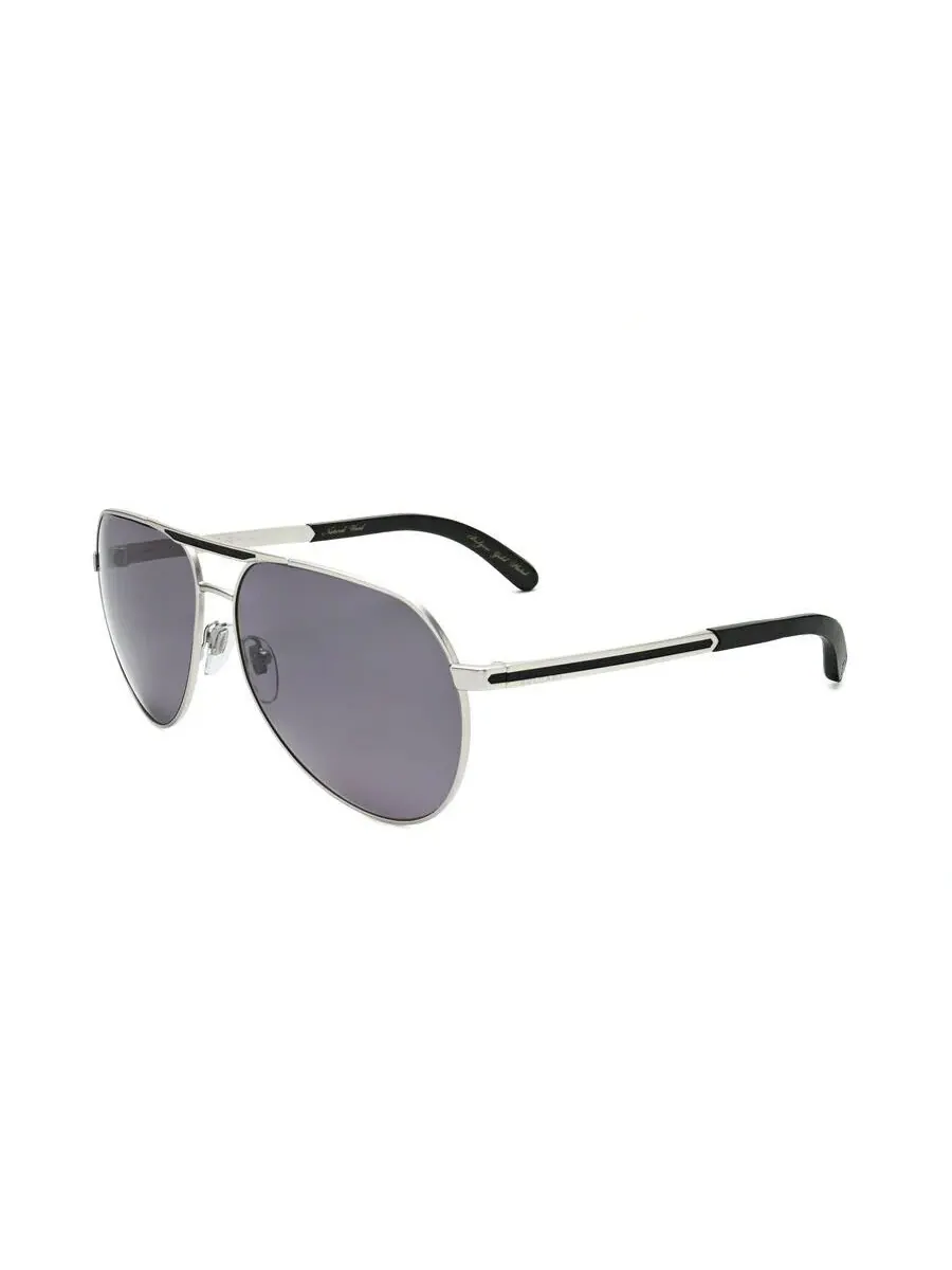 Мужские круглые солнцезащитные очки Bvlgari серебристого цвета 0BV5055K-200781-2 — изображение 2 из 3, серый