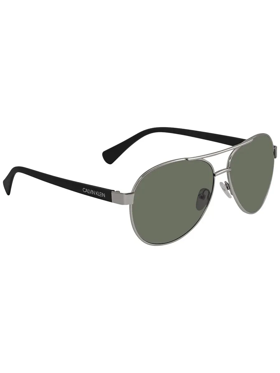 Мужские солнцезащитные очки Calvin Klein Green Pilot CK19316S 045 60 — изображение 3 из 4, серебряный