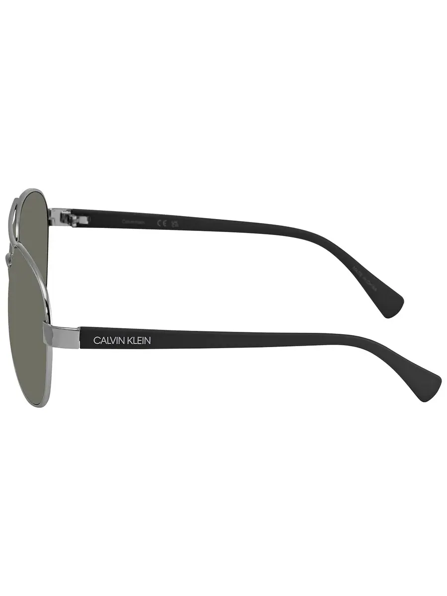 Мужские солнцезащитные очки Calvin Klein Green Pilot CK19316S 045 60 — изображение 4 из 4, серебряный