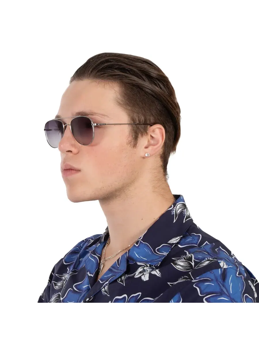Солнцезащитные очки унисекс Calvin Klein Grey Gradient Pilot CK20120S 045 55 — изображение 2 из 4, серебряный
