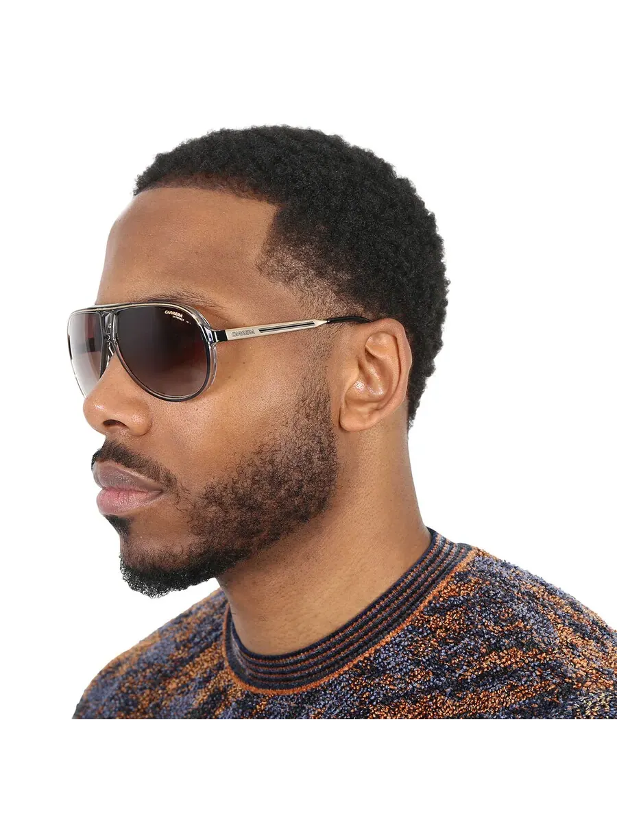 Солнцезащитные очки мужские Carrera Brown Gradient Pilot CARRERA 1050/S 02M2/HA 63 — изображение 2 из 4, черный золотистый