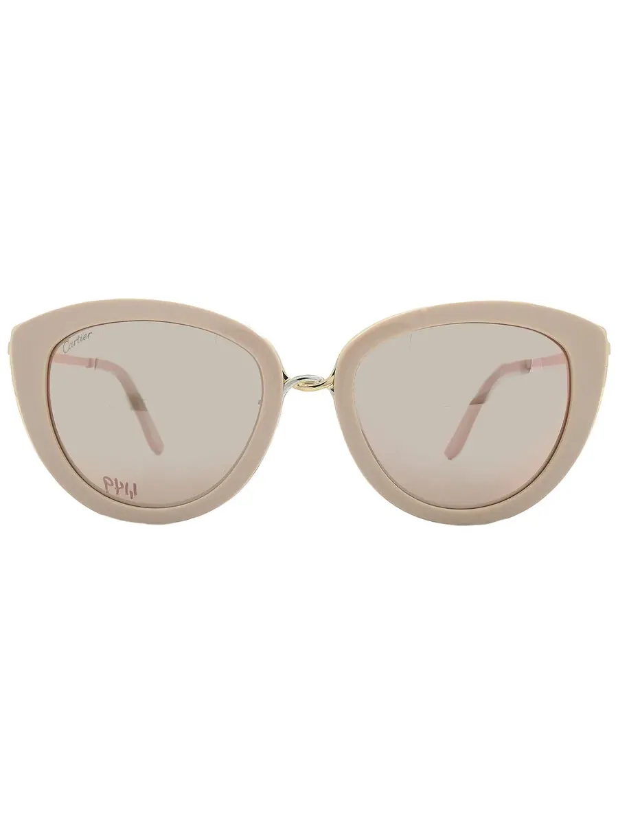 Солнцезащитные очки для женщин Cartier Trinity Brown Rose Gold Mirror Cat Eye CT0247S 004 54 — розовый