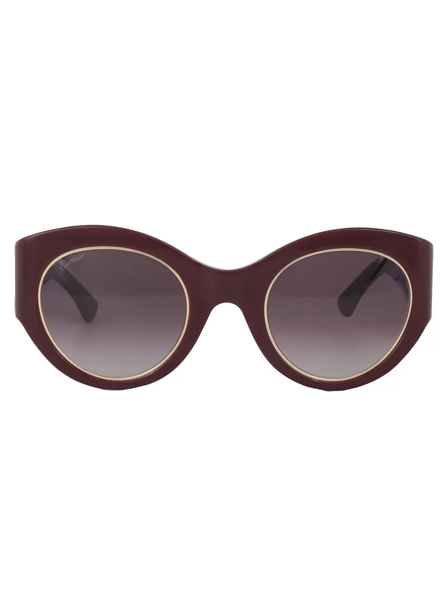 Солнцезащитные очки женские Cartier C Decor Burgundy Gradient Cat Eye CT0305S 003 51 — красный