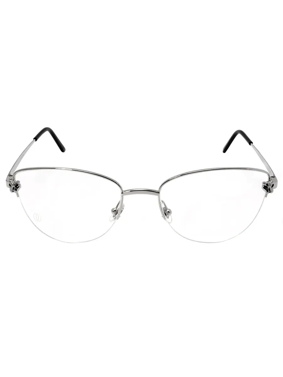Женские очки Cartier Panthere de Cartier Demo Cat Eye CT0208O 002 55 — серебристый