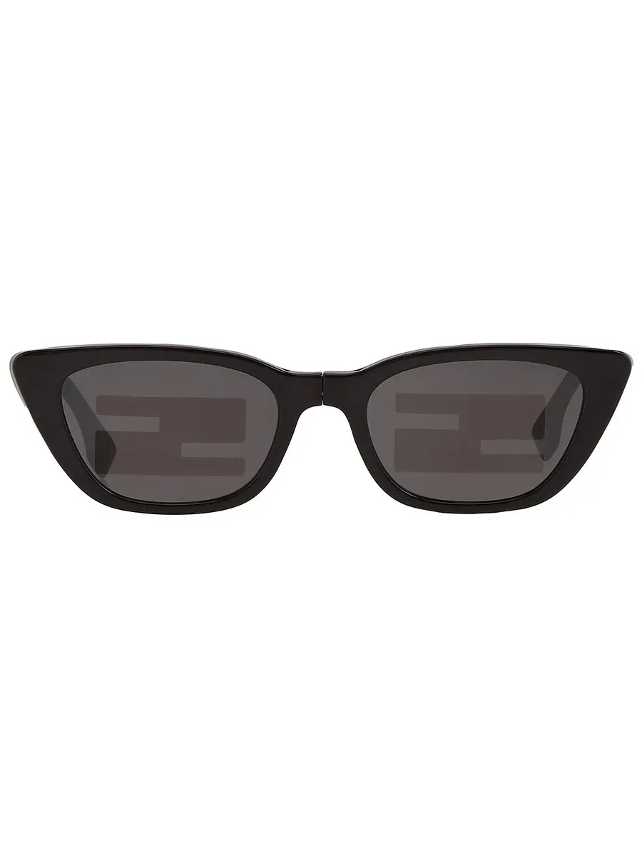 Солнцезащитные женские очки Fendi Smoke Mirror с логотипом, складной кошачий глаз FE40089I 01C 53 — серый