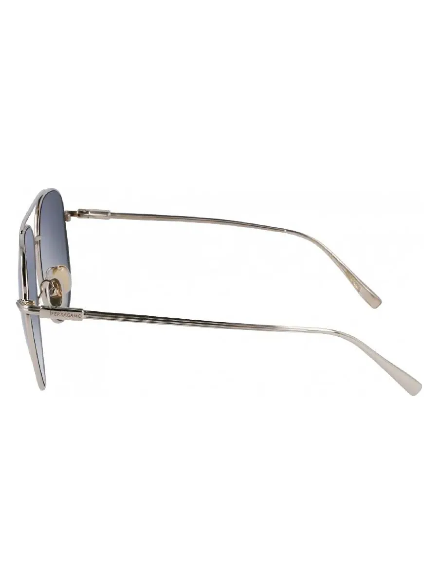 Мужские солнцезащитные очки Ferragamo Blue Gradient Pilot SF308S 715 61 — изображение 3 из 3, светлый золотистый
