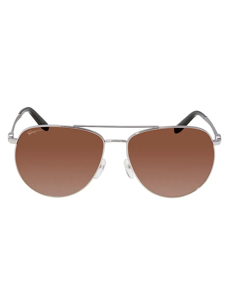Солнцезащитные очки-пилот Ferragamo коричневые SF157S 045 60 — изображение 1 из 3, коричневый
