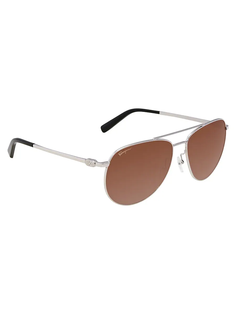 Солнцезащитные очки-пилот Ferragamo коричневые SF157S 045 60 — изображение 2 из 3, коричневый