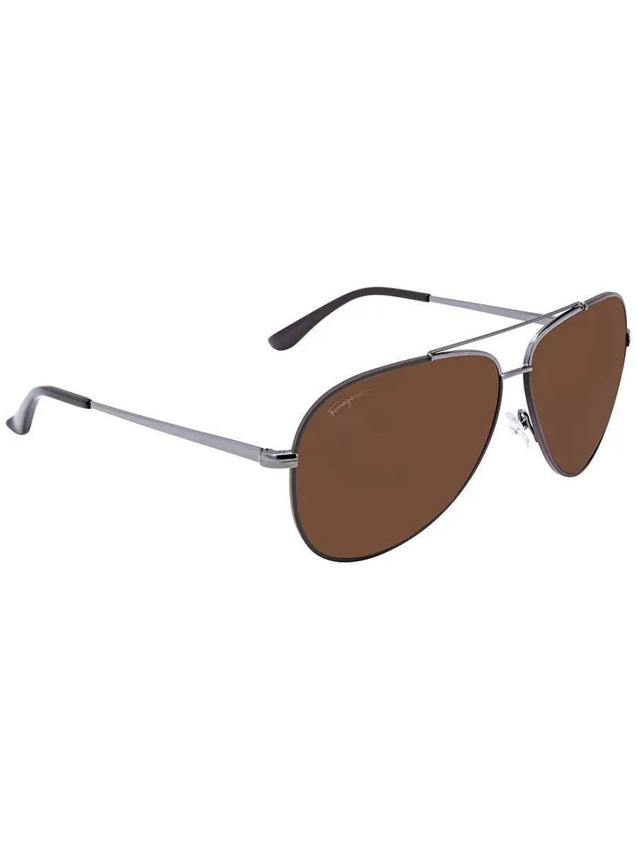 Солнцезащитные очки Salvatore Ferragamo темно-коричневые «пилот» унисекс SF131S 067 60 — изображение 2 из 3, коричневый