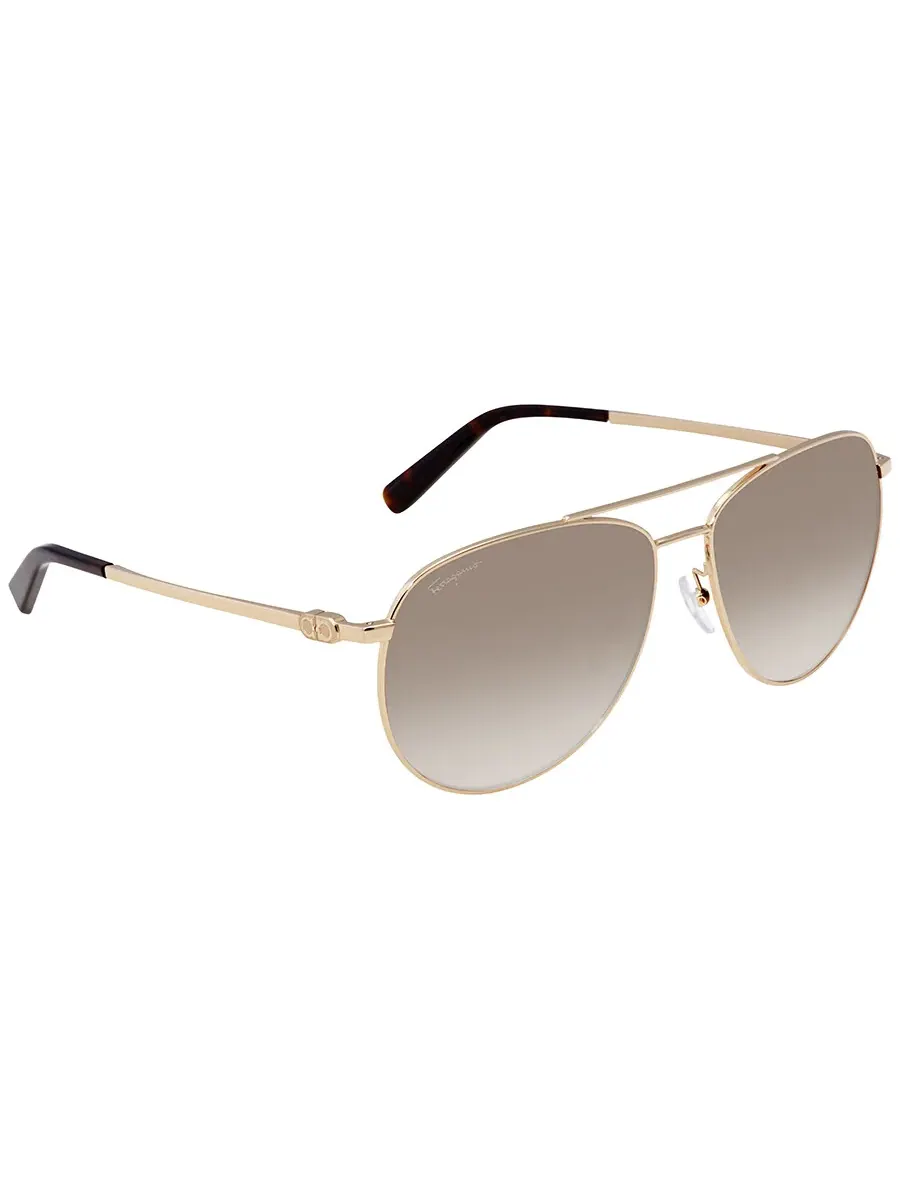 Солнцезащитные очки-пилоты Ferragamo Grey Gradient SF157S 717 60 — изображение 3 из 4, золото