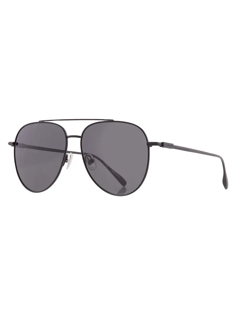 Мужские солнцезащитные очки Ferragamo серого цвета "Пилот" SF308S 002 61 — изображение 2 из 4, черный