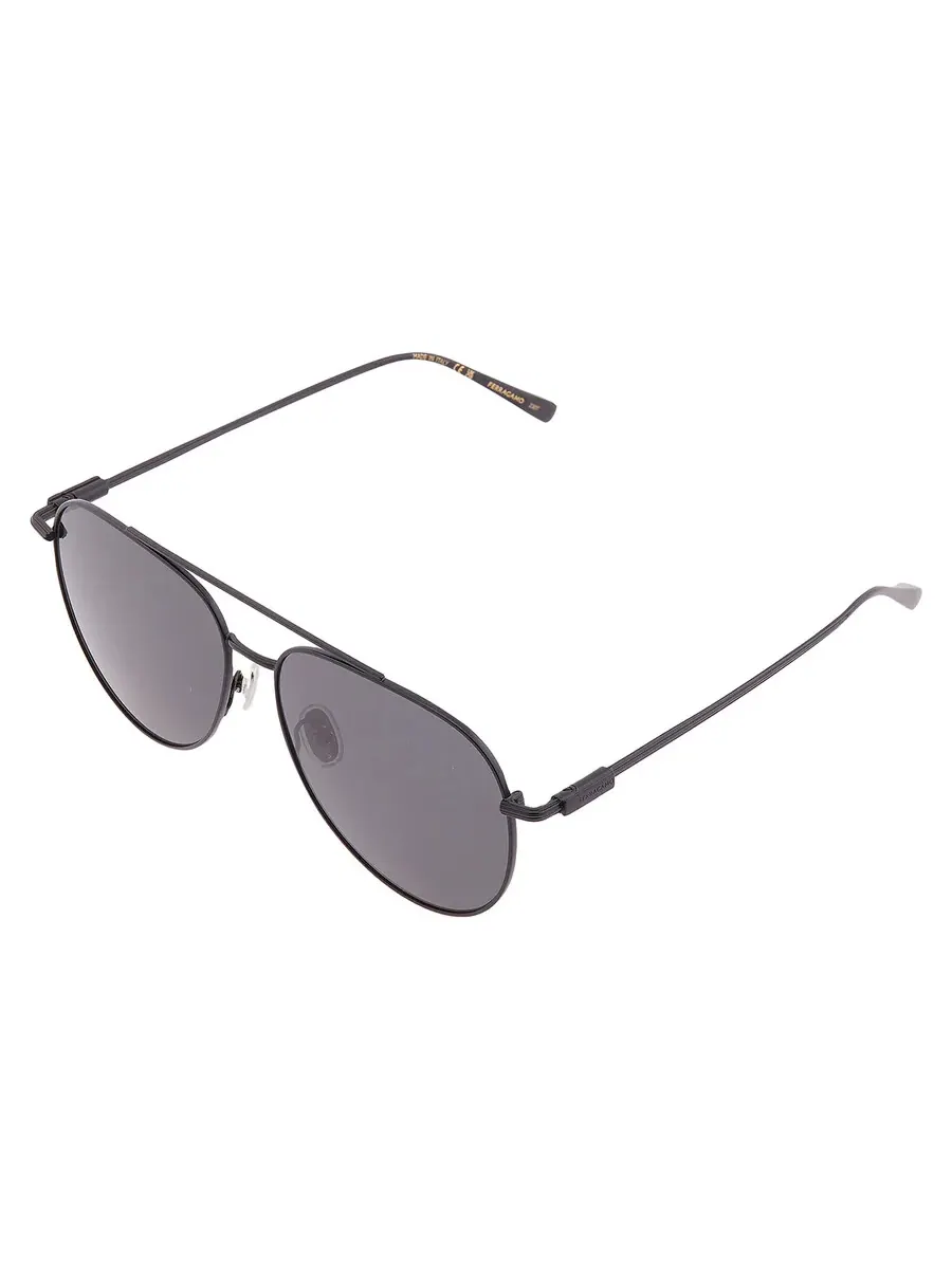 Мужские солнцезащитные очки Ferragamo серого цвета "Пилот" SF308S 002 61 — изображение 3 из 4, черный