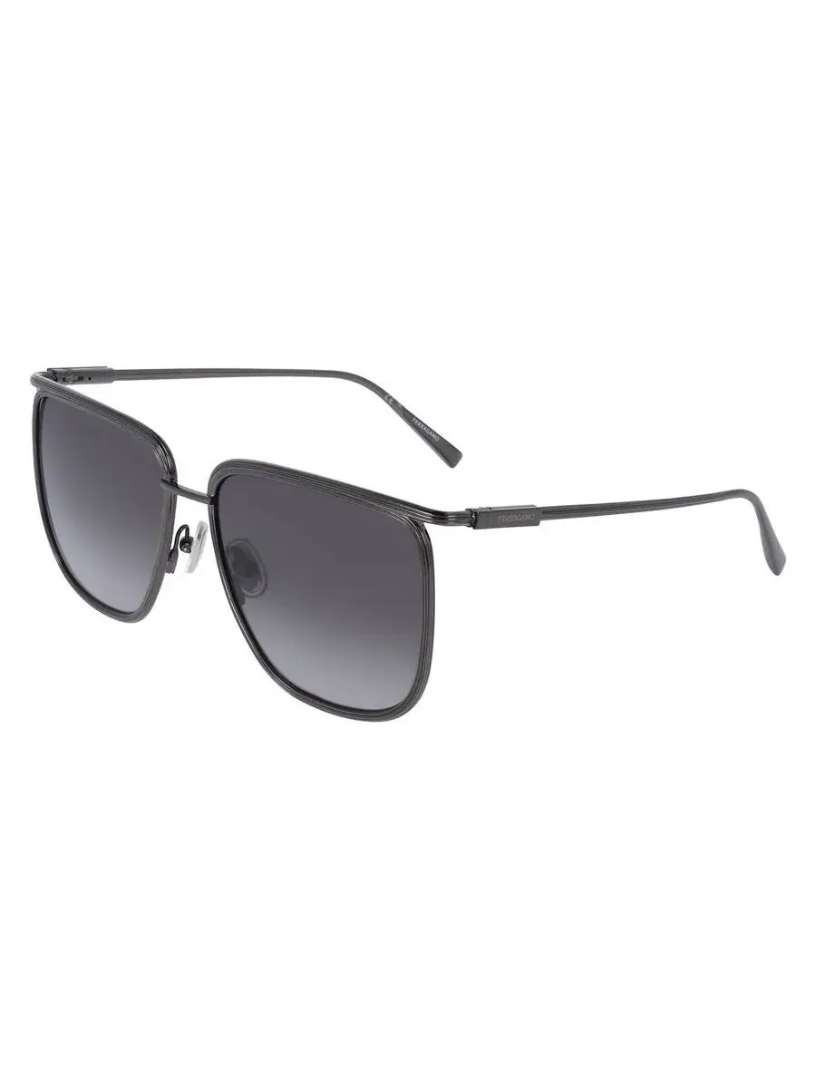 Женские солнцезащитные очки Ferragamo Grey Square SF324S 027 58 — изображение 2 из 3, серебряный