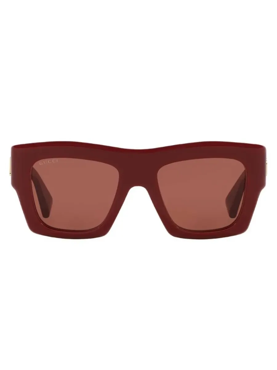 Женские солнцезащитные очки Gucci Brown Square GG1772S 003 52 — изображение 1 из 4, бордовый