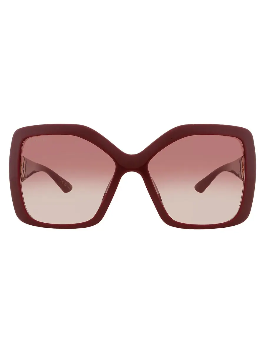 Женские солнцезащитные очки Gucci Burgundy Gradient Square GG2015S 002 59 — изображение 1 из 5, бордовый