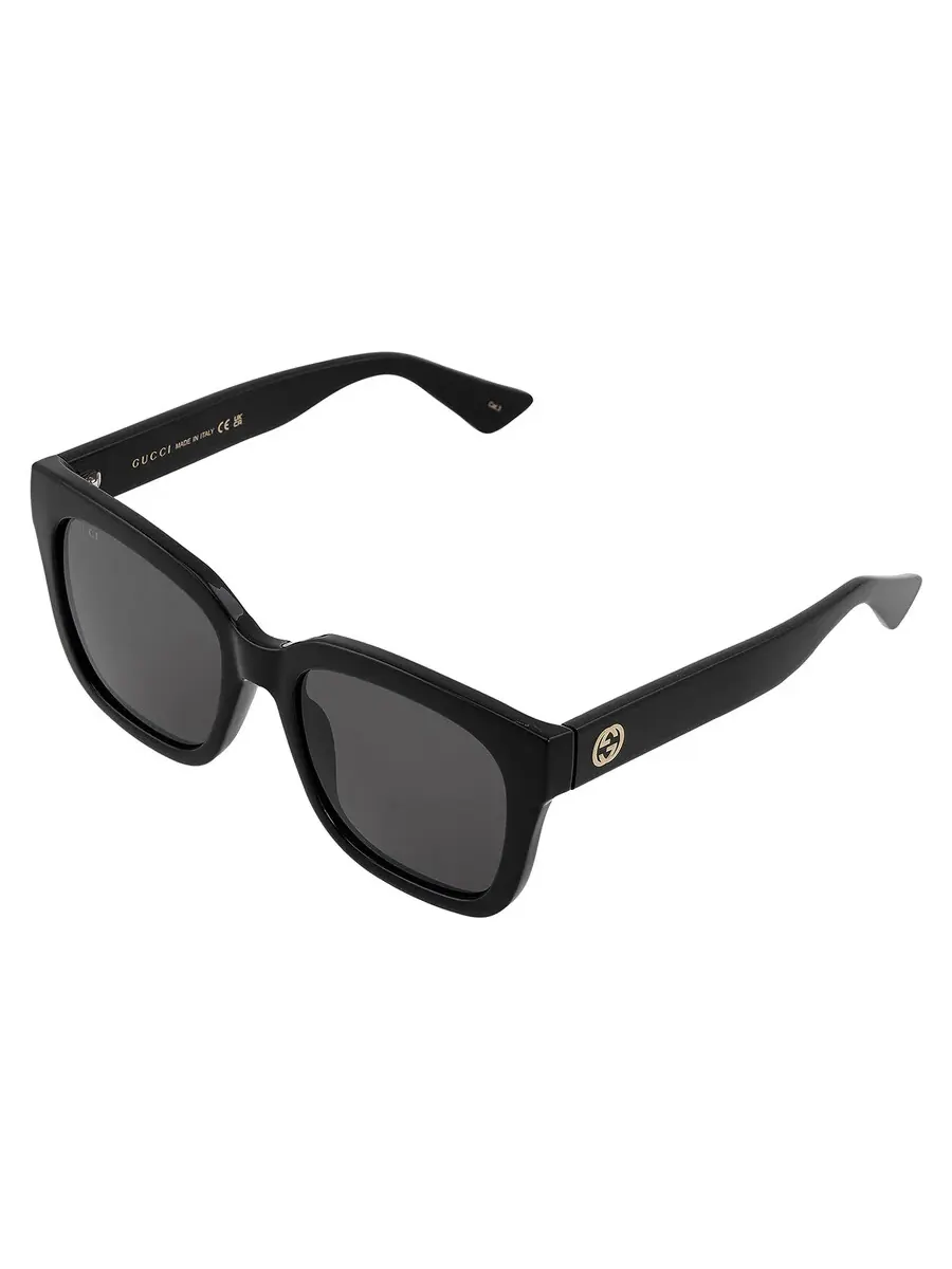 Женские солнцезащитные очки Gucci темно-серого цвета квадратной формы GG1338S 001 54 — изображение 3 из 5, черный