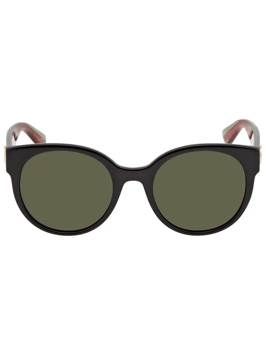 Женские круглые солнцезащитные очки Gucci Green GG0035SN 002 54 — изображение 1 из 5, черный/зеленый
