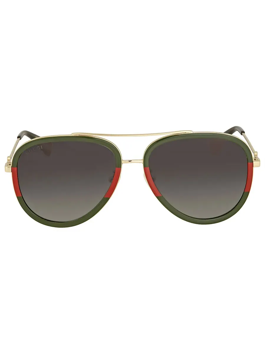 Очки солнцезащитные унисекс Gucci Grey Gradient Pilot GG0062S 003 57 — изображение 1 из 6, серый