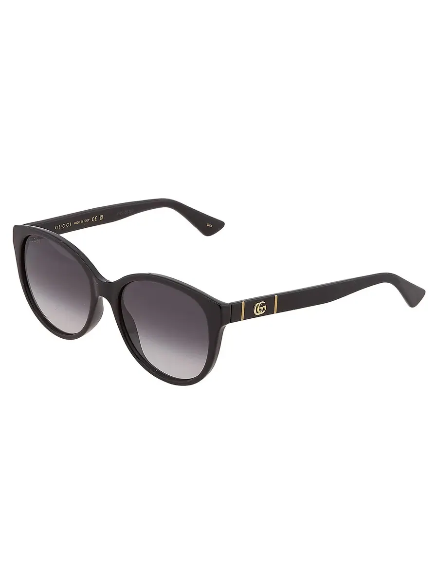 Женские солнцезащитные очки Gucci серого градиента круглой формы GG0631S 001 56 — изображение 4 из 6, черный