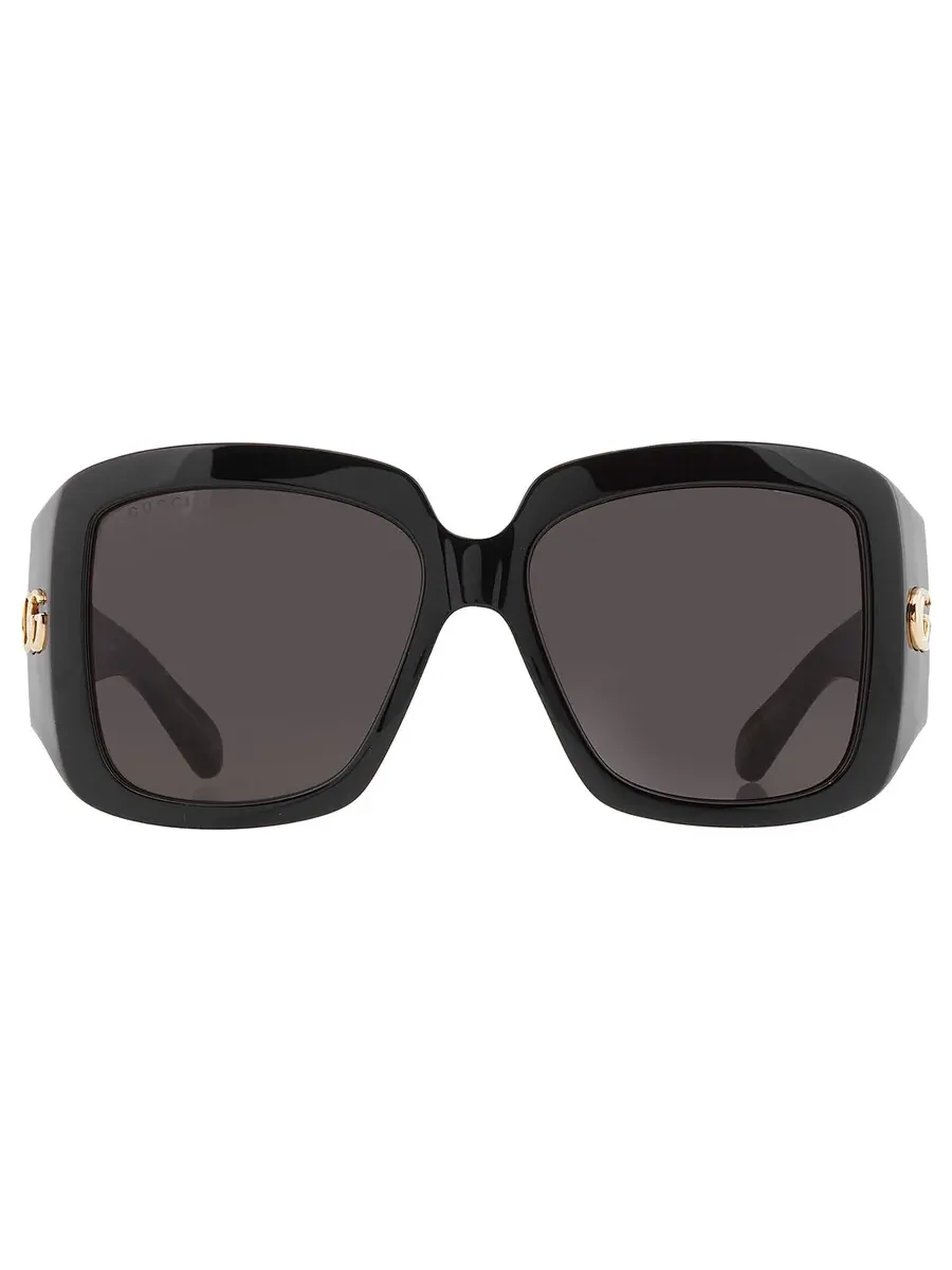 Женские квадратные солнцезащитные очки Gucci серого цвета GG1402S 001 55 — изображение 1 из 6, черный