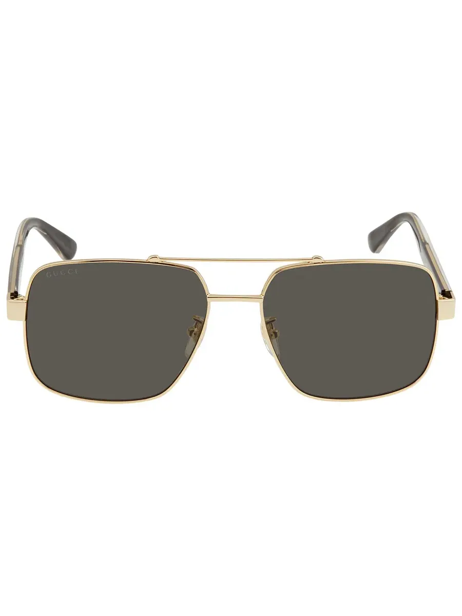 Мужские солнцезащитные очки Gucci Grey Navigator GG0529S 001 60 — изображение 1 из 5, золото