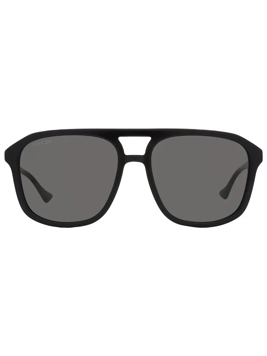Мужские солнцезащитные очки Gucci Grey Navigator GG1494S 001 57 — изображение 1 из 6, черный